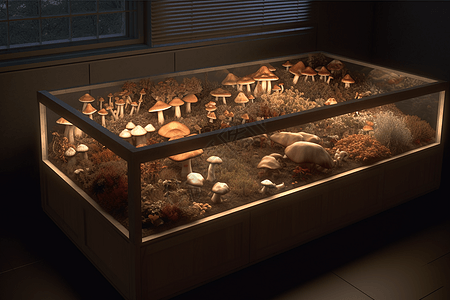 室内农场培养蘑菇3D概念图图片