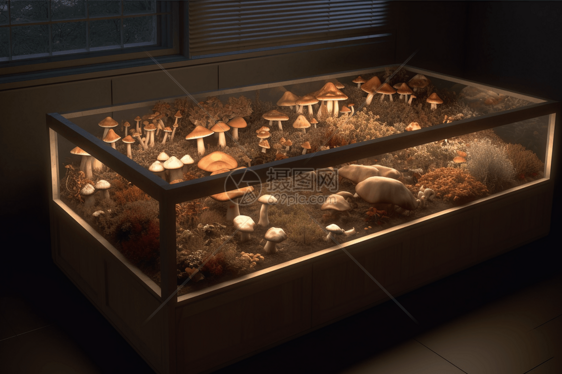 室内农场培养蘑菇3D概念图图片