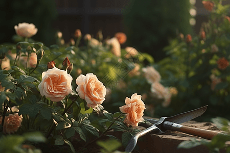 种植玫瑰花园中玫瑰灌木修剪护理设计图片