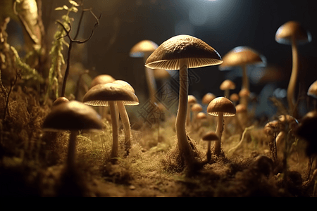 农场培育蘑菇3D概念图图片