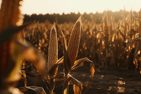 农田收货玉米场景图片