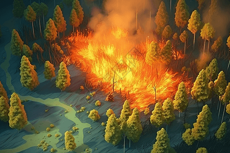 森林重点熊熊野火概念插图图片