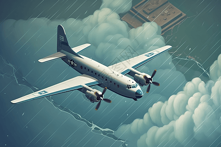 飓风下的飞机概念插图图片