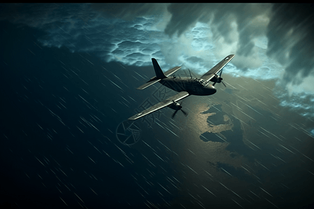 飓风下的飞机3D概念图图片