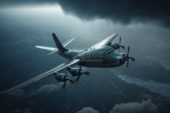 飓风下的飞机概念图图片