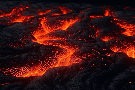 火山流出的熔岩的等距视图图片