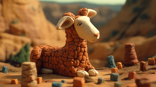 山羊创意3D黏土概念模型图片