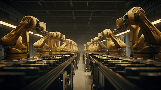 工厂自动化机械臂工作现场背景图片