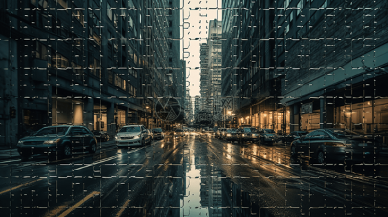 二进制代码未来城市街景图片