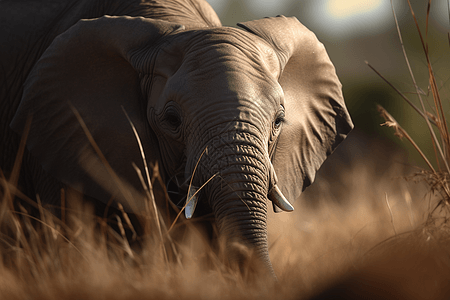 大草原年轻的大象背景图片