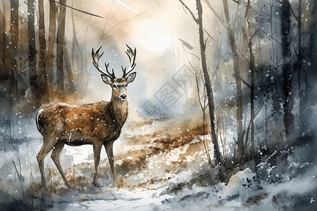 林中彩色鹿背景图片