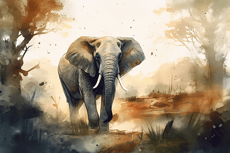 丛林背景大象图片