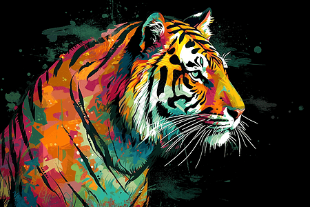 色彩斑斓老虎图片