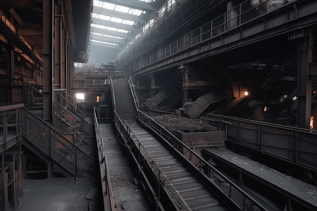 破旧的煤矿工厂图片