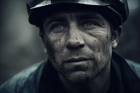 满脸疲惫的煤矿工人背景图片