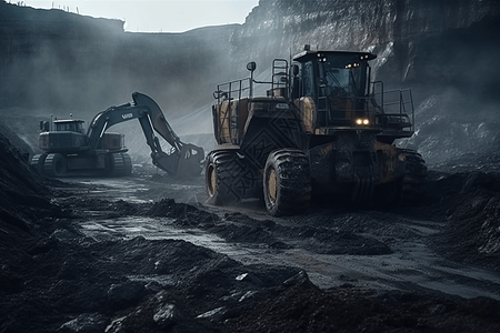 大型机器开采煤矿高清图片