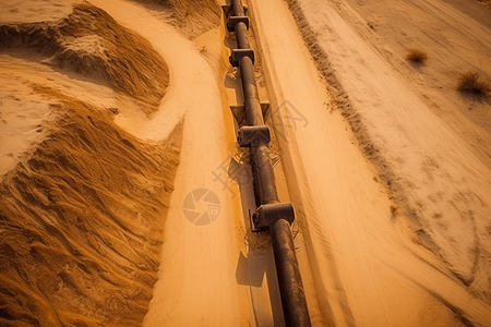 沙漠里的石油管道图片