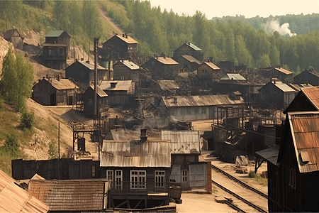 大型煤矿小镇图片