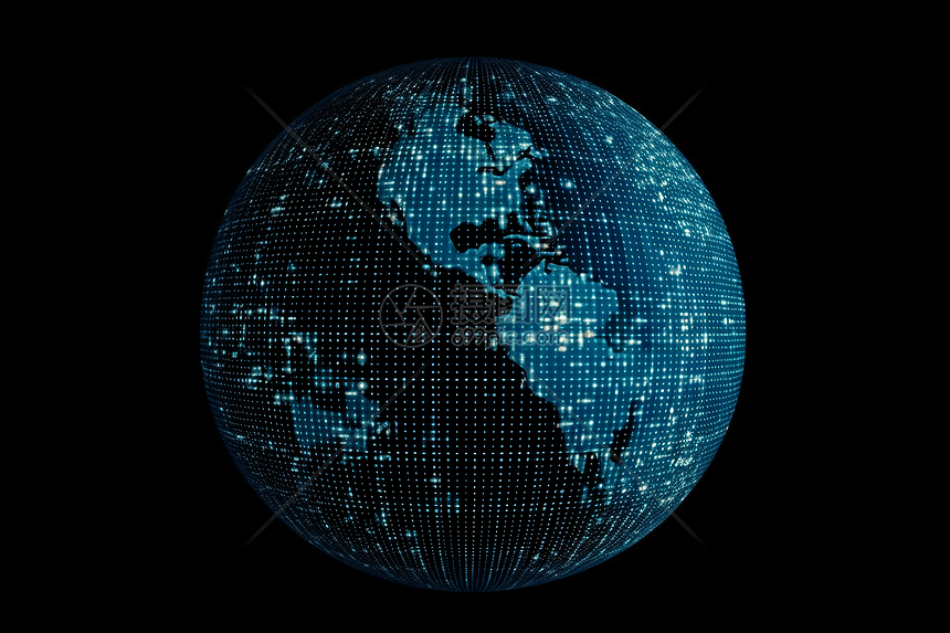 二进制代码平面风格的地球仪图片