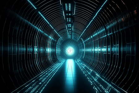 数字数据流的未来隧道平面插图图片