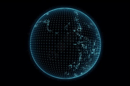 二进制代码行组成的地球仪图片