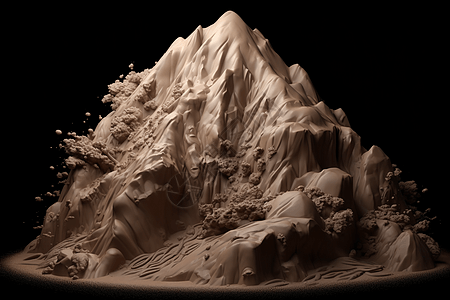 山上雪崩的3D泥塑模型图片