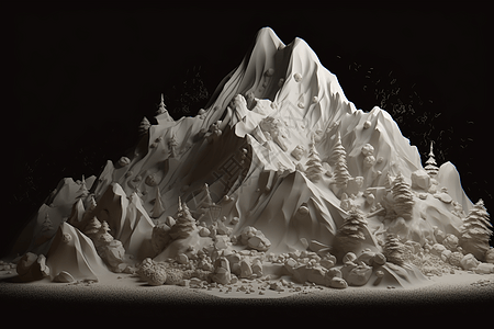 山上雪崩的黏土模型图片