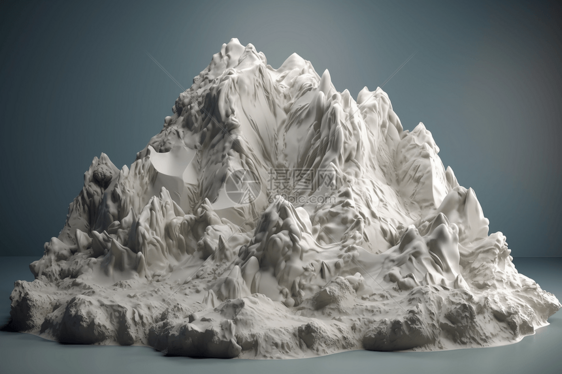 山上雪崩的泥塑模型图片