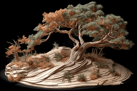 飓风灾害植物破损的3D黏土模型图片