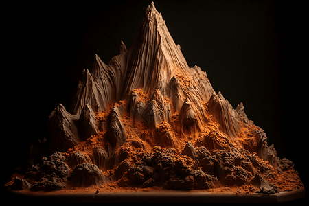 火山灾害喷发3D泥塑模型图片