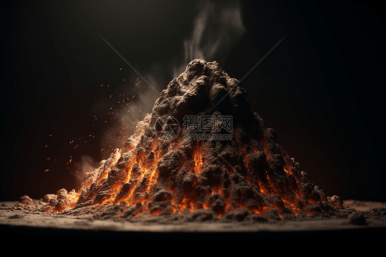 火山灾害喷发3D黏土模型图片