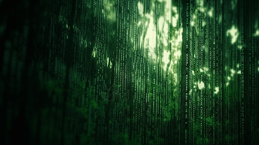 绿色二进制数字的森林背景图片