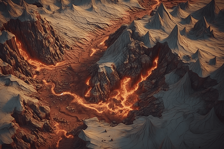 火山喷发破坏的粘土模型图片