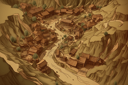 泥石流吞没村庄3D概念插图图片