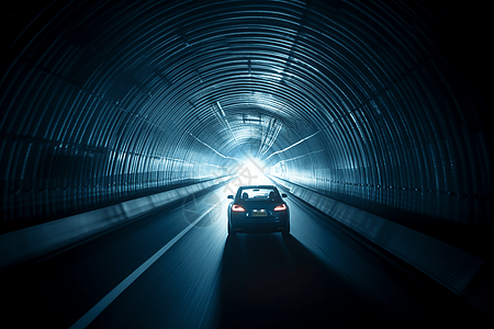 一辆驶过隧道的汽车图片