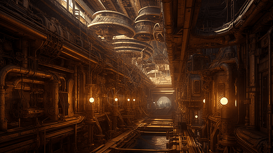 朋克,】蒸汽朋克大都市3d概念图设计图片