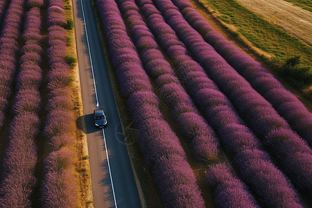 一辆汽车在蜿蜒的道路上行驶图片