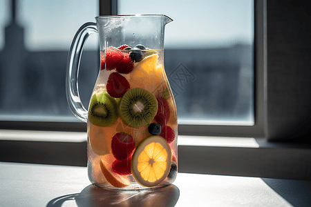 玻璃瓶里的水果图片