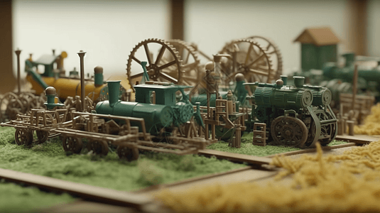 农业设备3D黏土模型图片