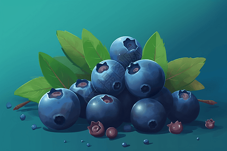 蓝莓的插画图片