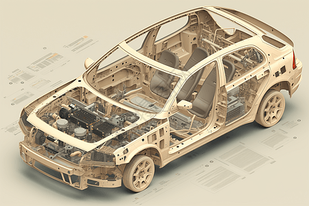汽车外部车身部件的3D概念图背景图片