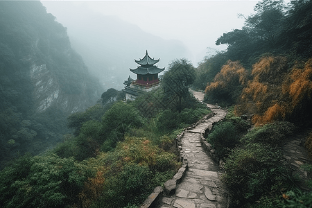 通往偏远庙宇的小路图片