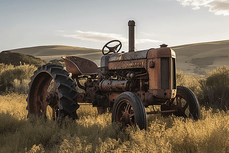 乡村的旧拖拉机图片