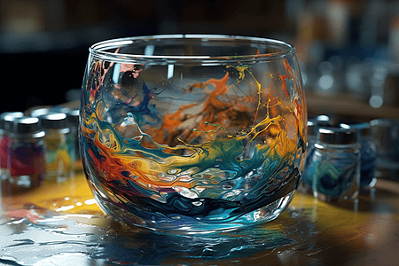 彩色透明玻璃杯子图片