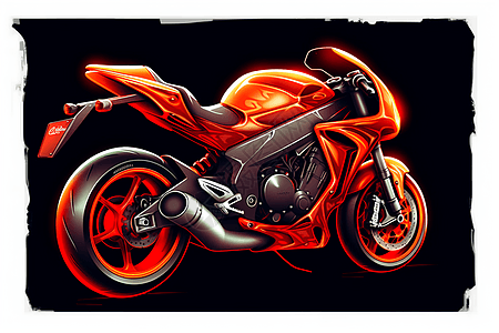 插画彩色摩托车贴纸背景图片