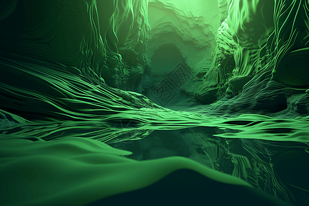 抽象绿色山脉河流图片