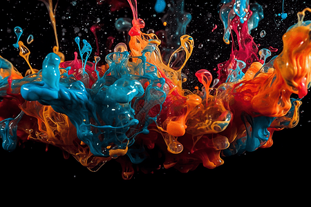 彩色液体喷溅图片
