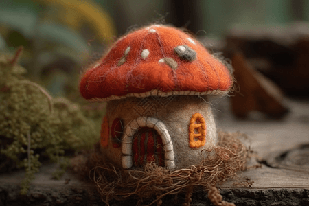 曲奇DIY迷人的羊毛毡蘑菇屋设计图片