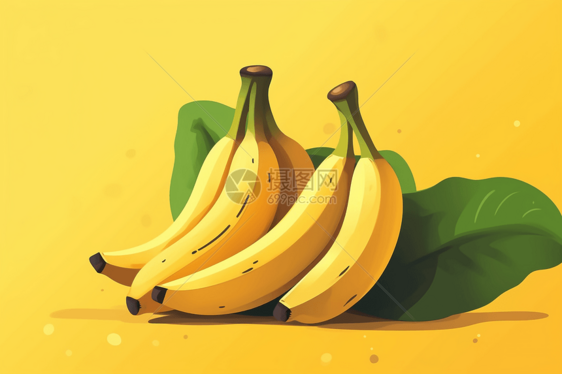 黄色背景下的香蕉图片