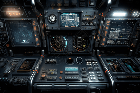 未来科技感空间站控制台图片